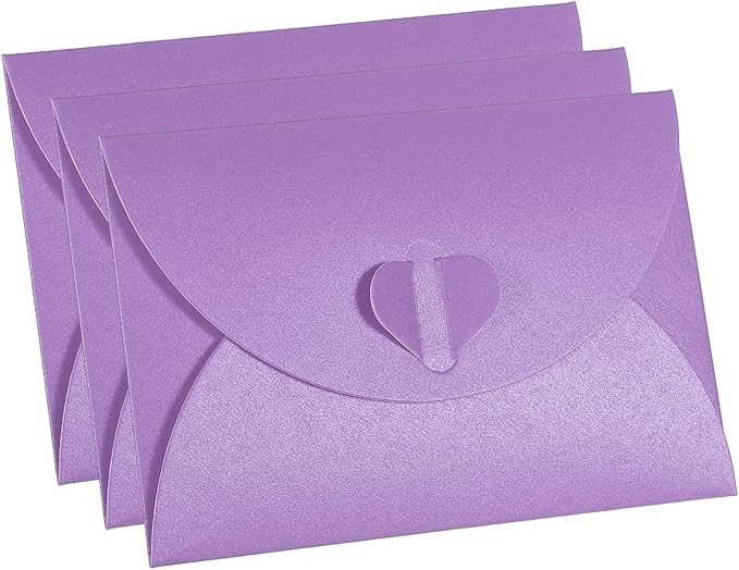PATIKIL Gift Card Envelopes, 12 Pack Heart Shaped Clasp Small Gift Cards Holder Mini Envelope for Birthdays Weddings, Purple