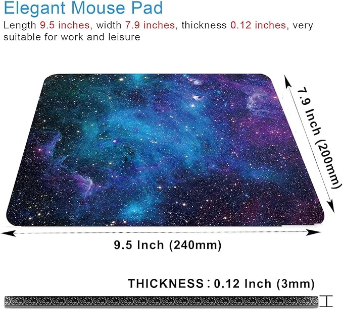 Gaming Mouse Pad,Galaxy Stars Mouse Pad,Mouse Mat Square Waterproof Mouse Pad Non-Slip Rubber Base Mousepad for Office Laptop, 9.5"x7.9"x0.12" Inch