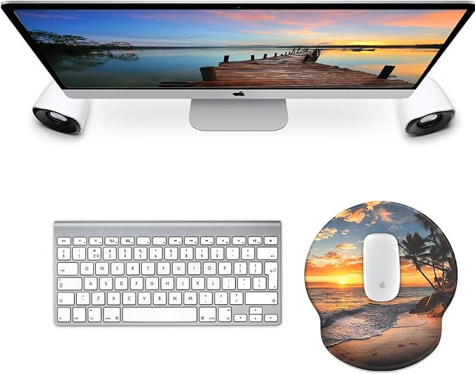eulps Mouse Pad with Wrist Rest, Comfortable Computer Mousepad with Gel Wrist Support Smooth Surface and Non-Slip PU Base for Pain Relief, Laptop, Office & Home (Sunset)