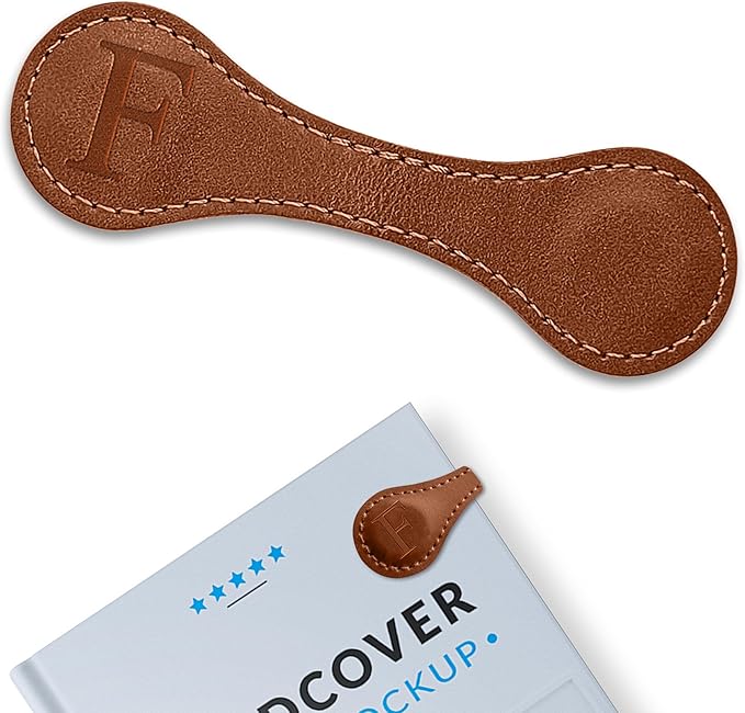Personalized Leather Magnetic Bookmarks (1 Pack) Vintage Custom Engraved Initial ID Identification Book Marker Clip Gift for Book Lover Avid Readers (Letter F, Light Brown)
