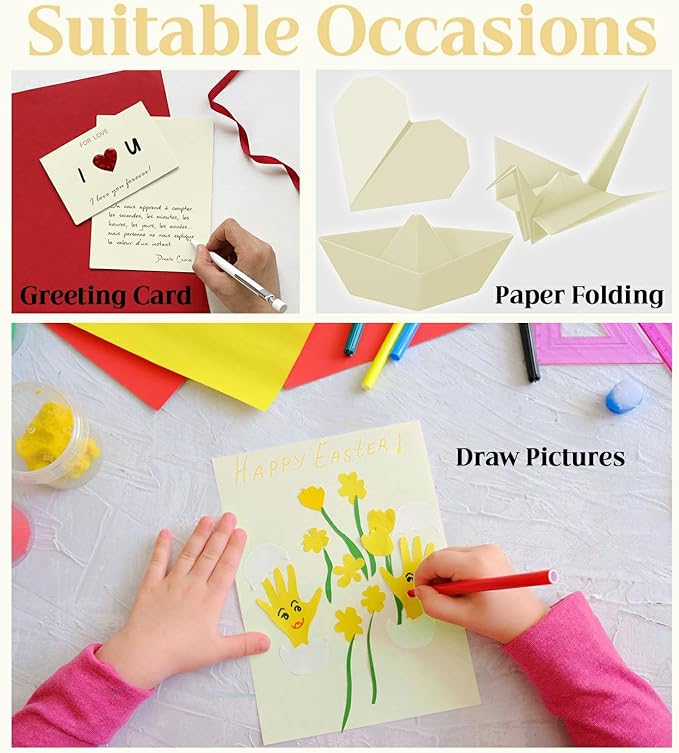 100 Sheets Cream Cardstock Paper 8.5 x 11 Ivory Paper,65lb Premium Off White Card Stock for Paper Crafting,Invitations,Certificates,Card Making