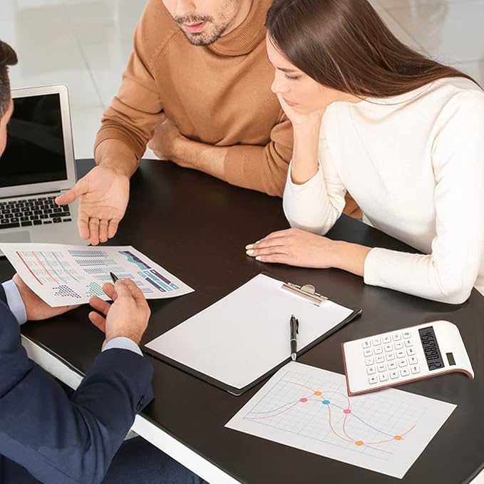 Rose Gold Calculator, UPIHO Rose Gold Pink Office Supplies and Accessories, 10 Digits Solar Battery Basic Office Calculator, Desktop Calculator with Large LCD Display, Gifts for Coworkers