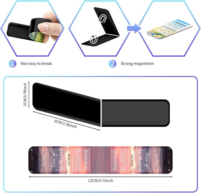 48 Piece Bible Verse Magnetic Bookmarks - Christian Scripture Inspirational Book Marks with Boxes - Religious Motivational Book Marker Prayer Page Clips for Women & Men Reading Gifts