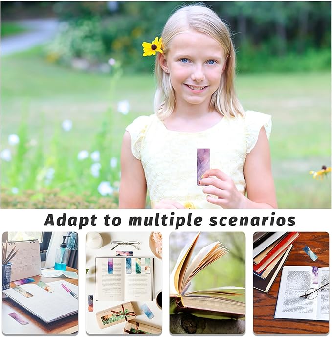 48 Pieces Magnetic Bookmarks Magnet Page Markers - Book Marks for Reading Women & Men with Storage Boxes - Cute Magnet Bookmark Clips for Reading Pleasure（Marble）