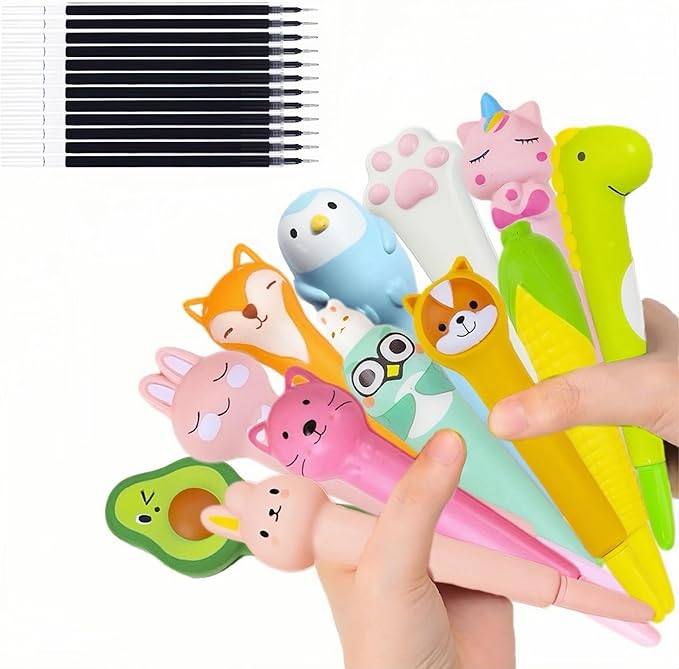 12pcs Cute Kawaii Pens For Girls Back to School Supplies Stationary Cool Pens for Teenage Girls Gifts Easter Baskets Stuffers Gifts for Tweens Girls Stress Relief Gel Ink Pens