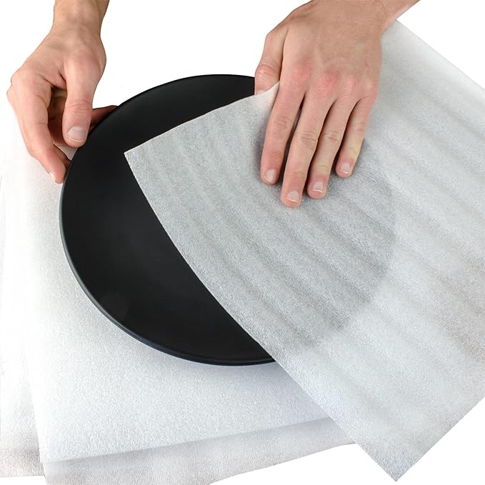 Foam Wrap Cushion Sheets12x12 Inch, 50 Pack Safely Wrap to Protect Dishes, Glasses, Plates and Fragile Items for Moving Boxes - White