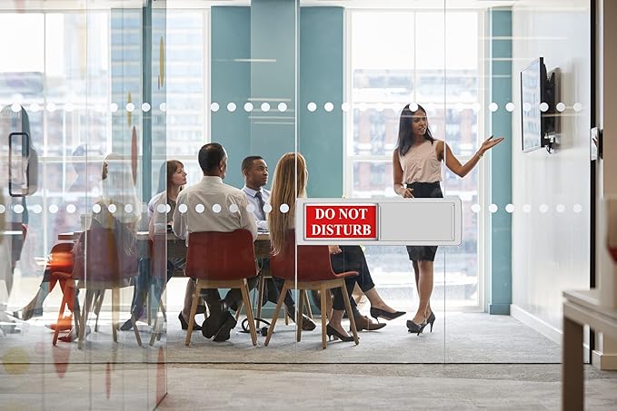 Do Not Disturb Sign, Privacy Door Sign, Please Knock Sign for Home Office Restroom Conference Hospital Hotel, Non-Scratch Magnetic Slider Door Indicator Signs, 7"×2" - Silver