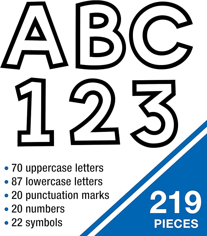 Carson-Dellosa White with Black Trim Combo Pack Bulletin Board Letters