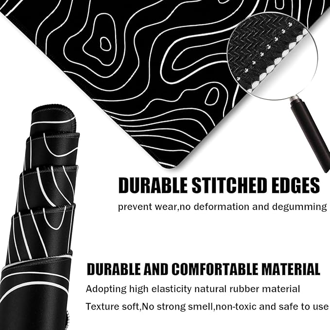 Large Mouse Pad, Big Desk Mat Large Office Desk Pad, Durable Extended Mouse Mat 35.4"x15.7" Mousepad with Non-Slip Rubber Base & Stitched Edge for Home Office Work, White Line