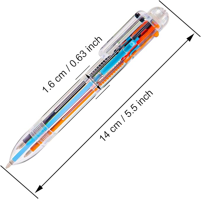 IHPUKIDI 12 Pack 0.5mm 6-in-1 Multicolor Ballpoint Pen, 6 Color Transparent Barrel Retractable Ballpoint Pens for Office School Supplies Students Gift