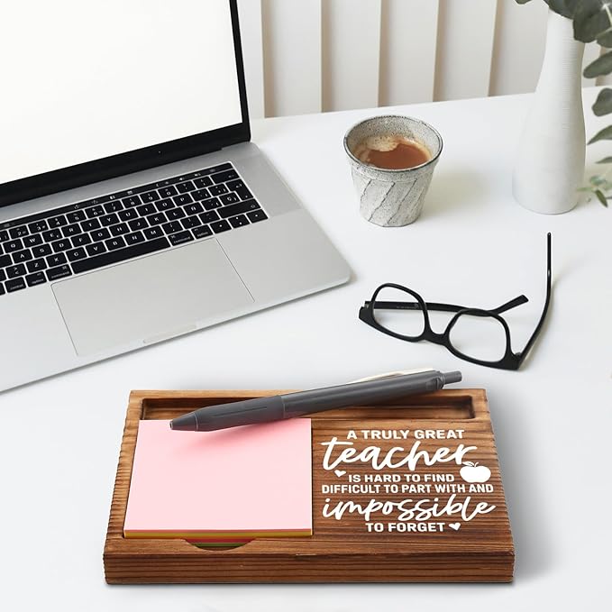 Teacher Sticky Note Holder, Thanks Male Teacher Appreciation Gifts Ideas, Teacher Desk Supplies Set, Thank You Teacher Appreciation Gifts from Student Self-Stick Note Pad Holders GSH21