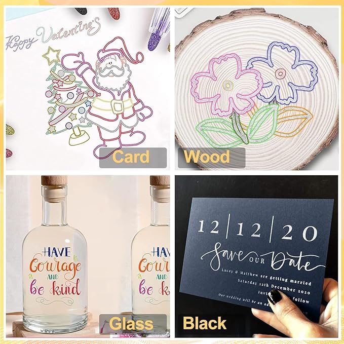 Shimmer Markers Double Line Outline Markers, 12 Colors Squiggles Shimmer Outline Markers Pen Set for Drawing Art School Supplies, Glitter Markers Set for Cards Lettering, Gift for 4-12 Year Old Girl