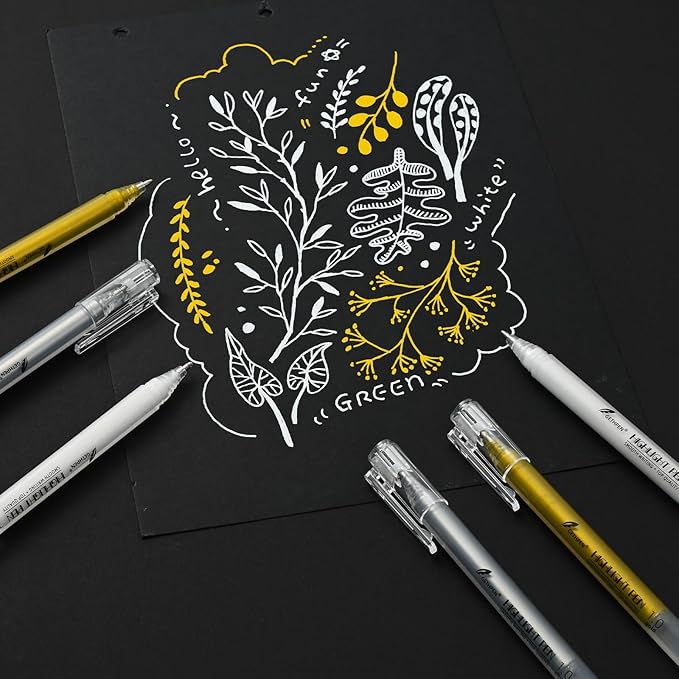 Gold Pens, 3Pack,1mm Extra Fine Point, Gold Gel Pens for Artists, Gold Gel Pen, Gold Ink Pen, Gold Pens for Black Paper, Gold Drawing Pens,Gold Pen for Artists Drawing