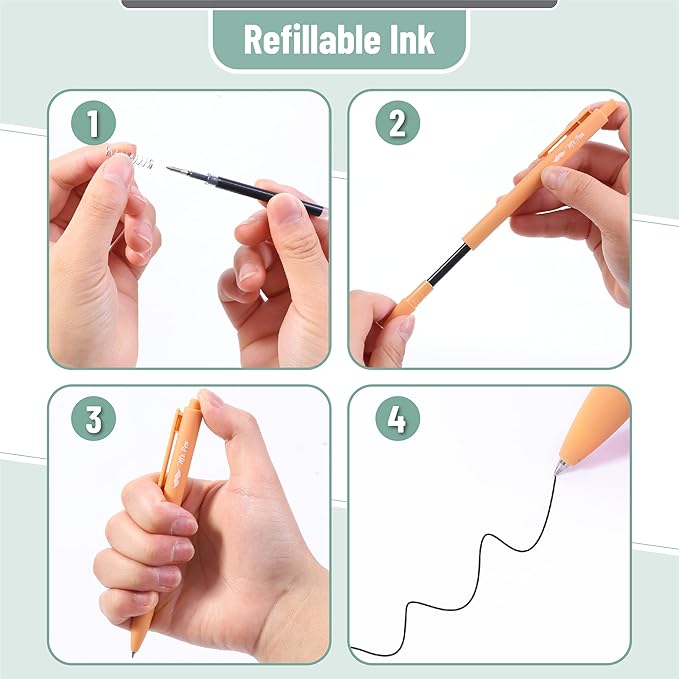 Mr. Pen- Retractable Gel Pens, 12Pack, Black Ink, Natural Vintage Color Barrel Gel Pens, Gel Pens Fine Point 0.5mm, Retractable Pens, Cute Pens, Gel Ink Pens, Aesthetic Pens for Journaling