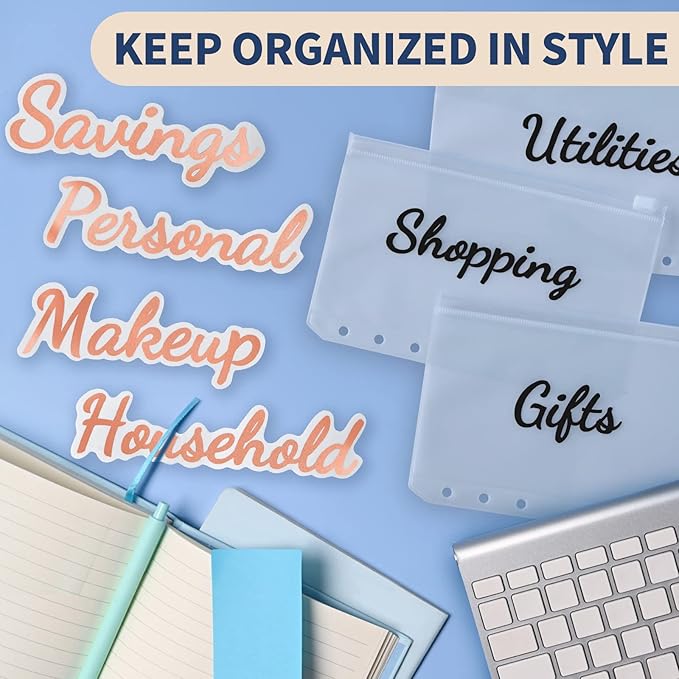 80 Cash-Envelope Budget Category Stickers - Rose Gold Vinyl Decals, Budget Binder Labels for Finance Planner & A6 Cash Binder, Budgeting Category Letter Stickers for Budget Wallet, Money Organizer