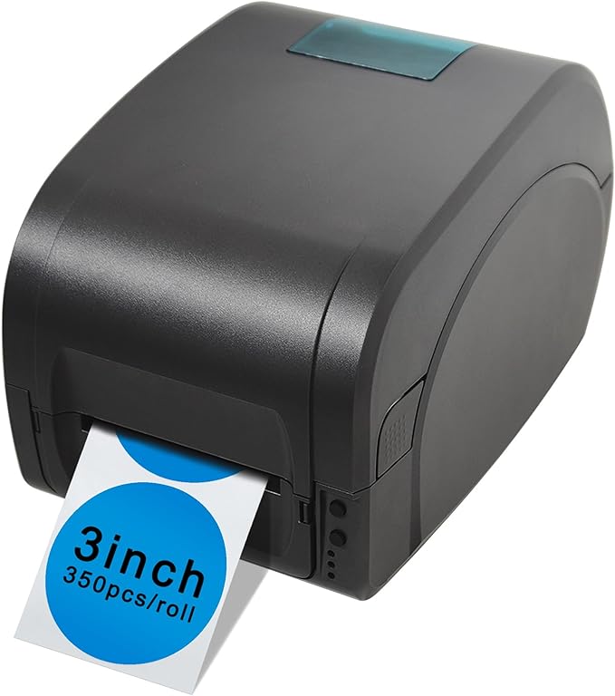 Hybsk 3 inch Circle Color Direct Thermal Stickers Shipping Labels for Barcodes,Name Tag,DIY Logo Design,QR Code,Inventory– Compatible with Zebra,Rollo,Munbyn,and More-350 pcs (3 inch,Blue)