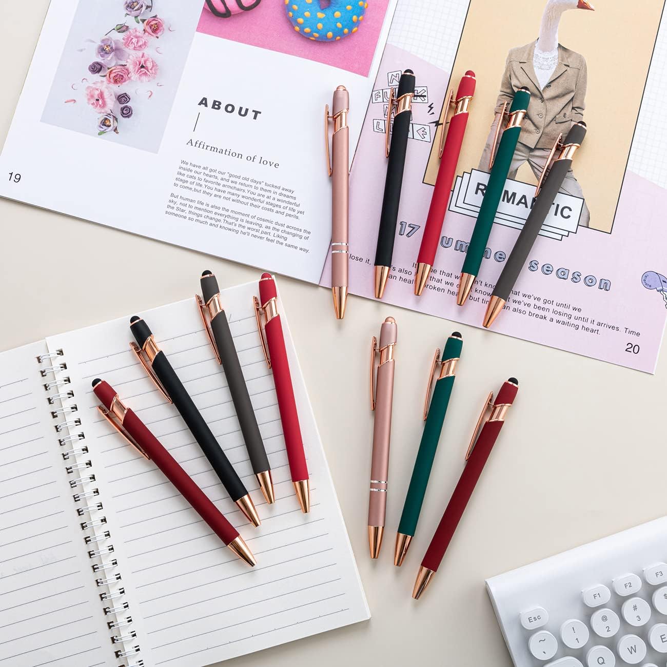 PASISIBICK 12 Pieces Ballpoint Pen with Stylus Tip, 2 in 1 Stylus Pens Stylish Pen, Metal Stylus Pen for Touch Screens, 1.0 mm Black Ink(Pack of 12)