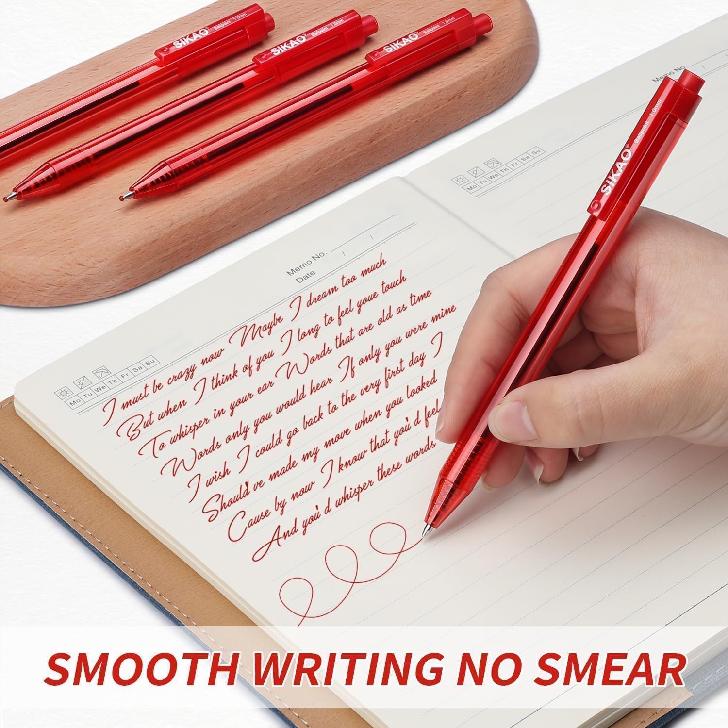 Red Pens | 16 Pack Retractable Ballpoint Pens Multipack | Red Ink Medium Point 1.0mm | Smooth Writing Ball Point Pens | School Office Supplies(Red Ink)