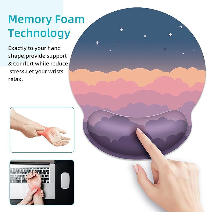 Ergonomic Mouse Pad with Wrist Support,Pink Rainbow Mouse Pad with Wrist Rest,Relieve Wrist Pain Mousepad Non-Slip Rubber Base,Cute Mouse Pads for Desk,Computers,Laptop,Office,Gaming,Accessories