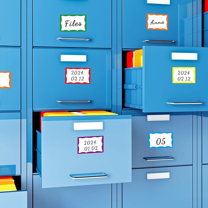 6 Classic Colors Name Tag Stickers,240PCS Waterproof Stickers Name Tags 3 1/2 X 2 1/4 Name Labels for Office,Meeting,School and Home