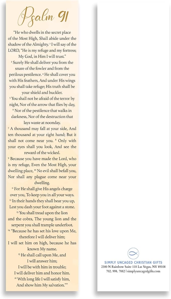 Bible Verse Psalm 91 Christian Bookmarks, Christian Bookmark, Page Marker Divider, Christian Gifts for Men Woman Father Mother Faith Hope Encouragement (Pack of 8)