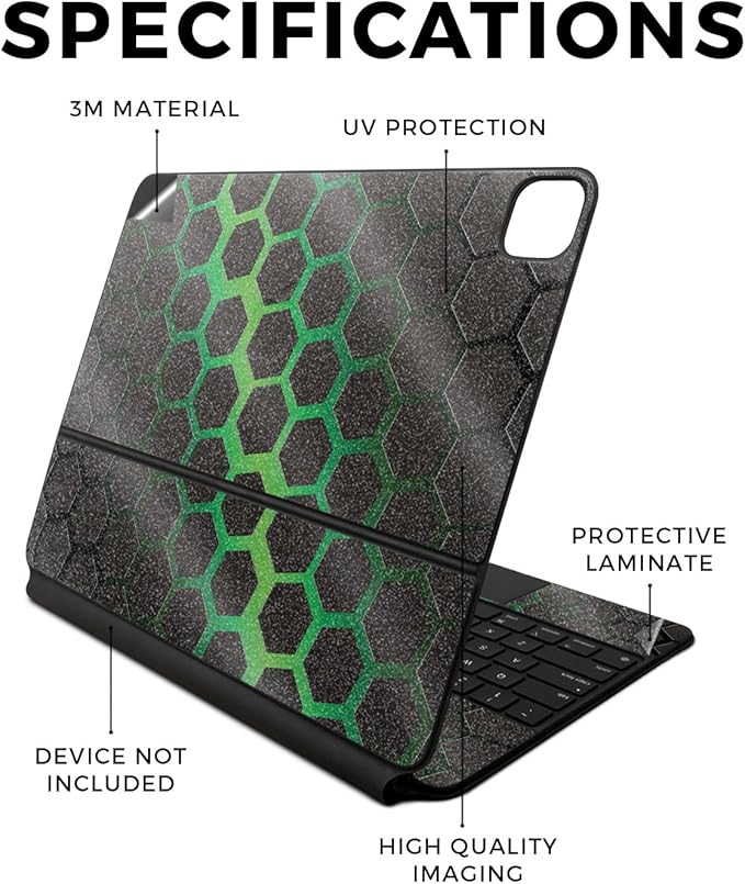 Glossy Glitter Skin Compatible with Apple Magic Keyboard for iPad Air 13-inch (M2) 2024 - Green Hex - Premium 3M Vinyl Protective Wrap Decal Cover - Easy to Apply | Crafted in The USA by MightySkins