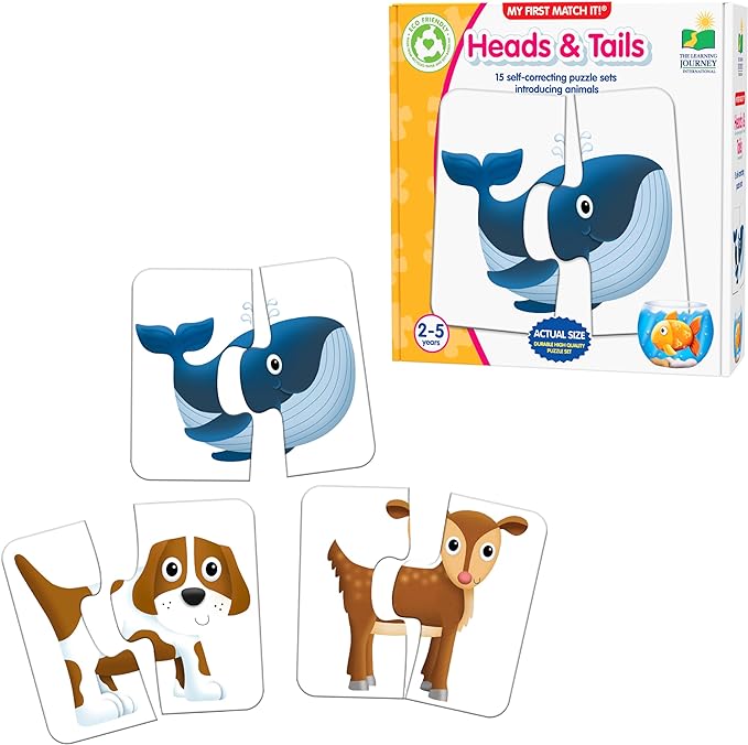 The Learning Journey: My First Match It! - Head and Tails - 15 Self-Correcting Animal Memory Matching Puzzles Games - Educational Activities for Learning - Preschoolers Age 2-5 - Award Winning Toys