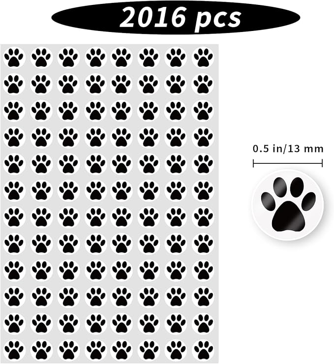 0.5 Inch Black Paw Print Stickers,Self Adhesive for Scrapbooking/Kid DIY Arts Crafts/Reward Stickers Teachers Stickers