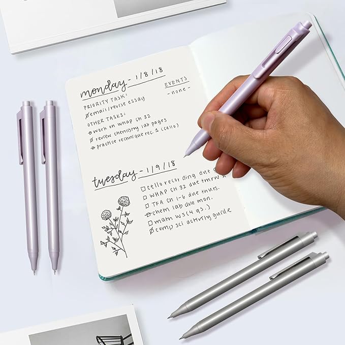 Gel Pens, 12-Pack, 0.5mm Fine Point Black Ink With Case - Smooth Writing, High-End Series for Journaling, Note Taking - Cute Office & Back to School Supplies, Stocking Stuffers Gifts for Women & Men