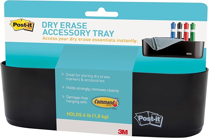 Post-it Dry Erase Accessory Tray, Black (DEFTRAY)