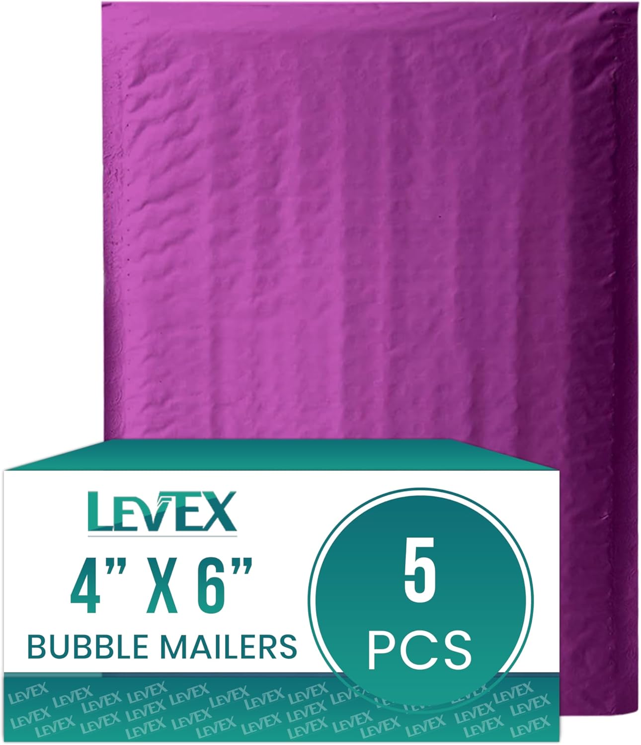 Levex - #0000 4" x 6" [5 Pack] Purple Poly Bubble Mailers, Padded Envelope Mailers, Packing Envelope & Mailing Bags for Shipping