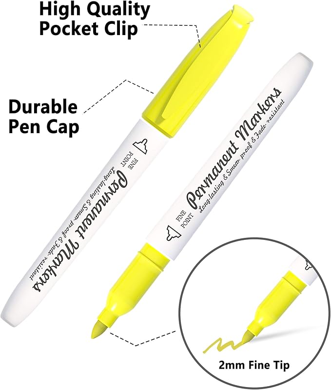 Lelix 30 Colors Permanent Markers, Fine Point, Assorted Colors, Works on Plastic,Wood,Stone,Metal and Glass for Kids Adult Coloring Doodling Marking