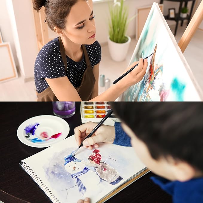 PANDAFLY Miniature Paint Brushes Drybrush, 12 Sizes Detail Paint Brush Set, Acrylic Paint Brushes for Oil, Watercolors, Tabletop, Citadel, Figurine, Warhammer 40k, Model for Beginners & Professional