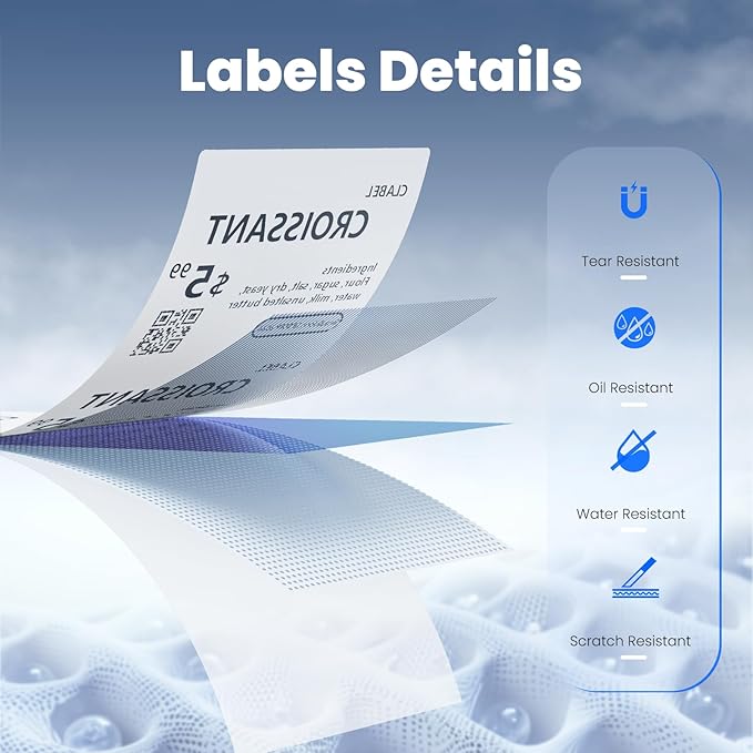 Clabel Thermal Label for 221B Label Maker, 1.57'' x 2.76'' (40x70mm) Thermal Sticker Labels Tape, Waterproof Oil-Proof Tear-Proof Labels Paper, 1 Roll of 105PCS Self-Adhesive Multipurpose Tape