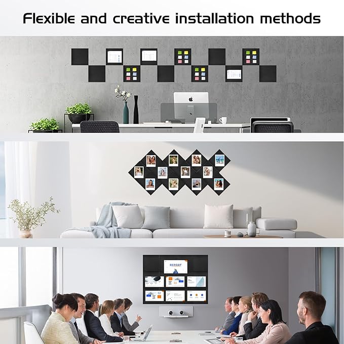 Large Cork Board Alternative 48"x36" Cork Board Felt Wall Tiles 12 Packs Bulletin Board Safe Removable No Damage for Walls Office School Tack Board Felt Letter Board Pin Board with Numbers & Pushpins