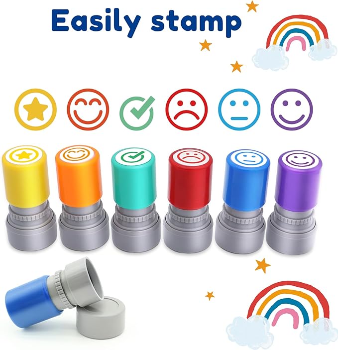 6-Piece Set of Rating Stamps-Teacher Stamps for Classroom Teacher Stamps for Grading Teacher Stamp Self Inking Stamp Teacher Gifts