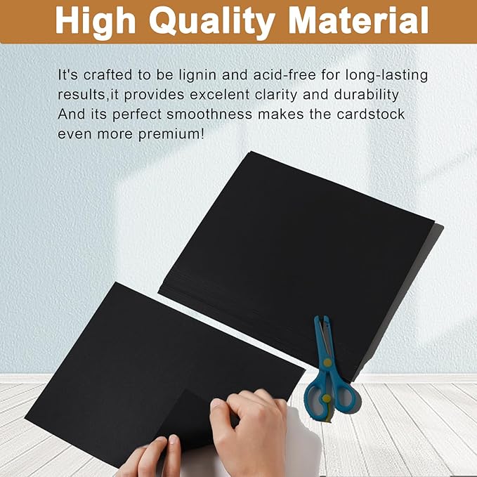 40 Sheets Black Cardstock 8.5 x 11 Scrapbooking Cards, 200gsm/75lb Thick Black Construction Paper Card Stock for DIY Card Making, Greeting Cards, School Crafting, Wedding Invitations, Menus