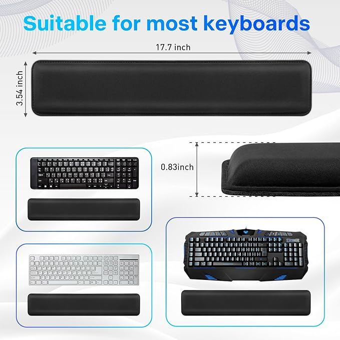 Yolanda Keyboard Wrist Rest/Pad - Cooling Gel - Stitched Edges - Keyboard Accessory,Ergonomic,Black