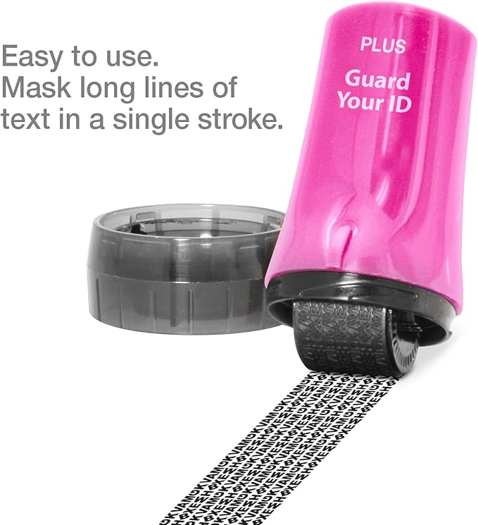 Guard Your ID Advanced 2.0 Rollers Identity Privacy Marker for Blocking Out Address, Private, Prescription Information (Regular 3-Pack, Pink)