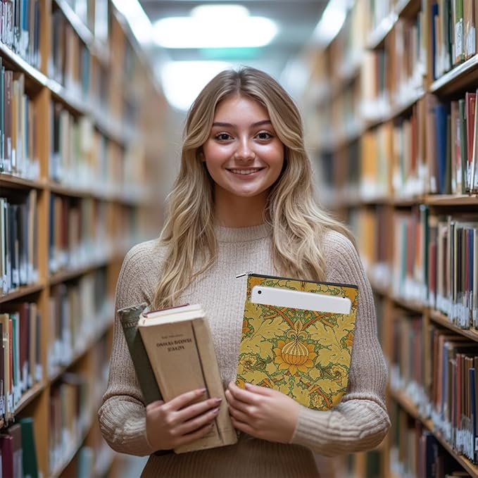 Vintage Flower Book Sleeve Book Lovers Gifts Autumn Style Waterproof Book Cover Book Accessories Book Covers for Paperbacks Book Pouch Book Protector with Front Pocket for Women Girls Readers Bestie