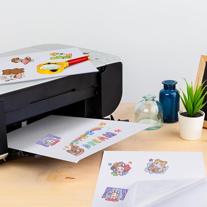 Washi Paper Sticker Paper White Printable Multipurpose Copy Paper Inkjet Printer Compatible Full Sheet Letter Size Labels(30 Pcs,7.2 x 10.1 Inches)