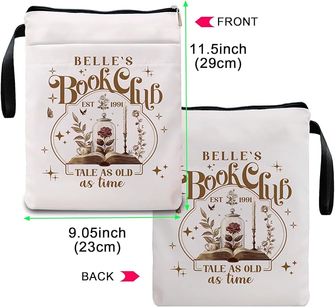 Tale As Old As Time Belle's Book Coffee Book Lover Book Sleeve, Book Covers with Zipper, Book Lovers, Book Pouch Kindle Protector, Gifts for Women Teacher Librarian Bookworm Bookish (White-C, Large)