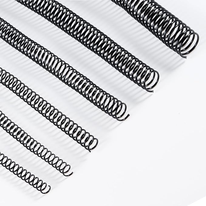 TOTiyea 100 Pack Plastic Spiral Binding Coils, Multi Sizes, 4:1 Pitch, Black, Plastic Binding Spirals (8mm+10mm+12mm+16mm+20mm+25mm, Multi Capacity)