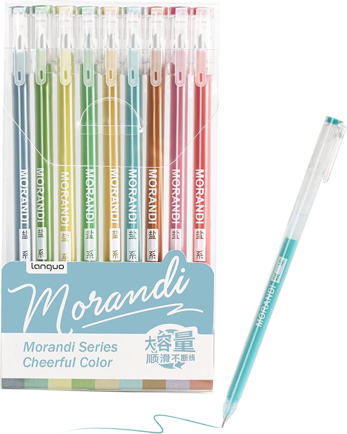 0.5mm Journal Colouring Pens, Assorted Rainbow Colors Pens Set of 9 for Adults Journal Coloring Calligraphy,Made for Everyday Writing, Journals,Drawing,Coloring Books (Morandi-Cheerful Color)