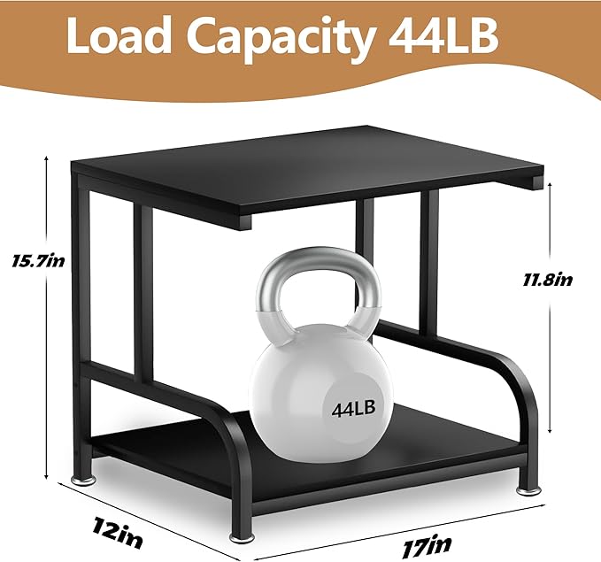 2-Tier Printer Desk Stand, Desktop Printer Stand, Printer Stand for Desk, Printer Shelf Desk Organization for Home,Office Desktop Printer,3D Printer,Fax Machine,Scanner,17.3”D x 11.8”W x 15.7”H, Black
