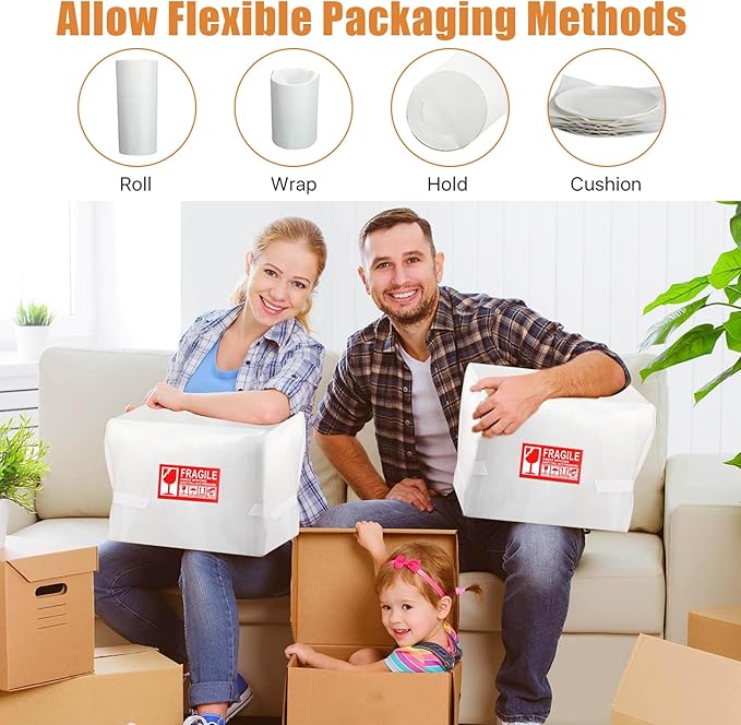 100 Pcs Foam Pouches, 4 Size Thicken Cushion Foam Pouches, Packing Moving Supplies Foam Sheets for Packing with Fragile Labels (14 x 14 Inch, 12 x 12 Inch, 12 x 7.5 Inch, 7.5 x 7.5 Inch)