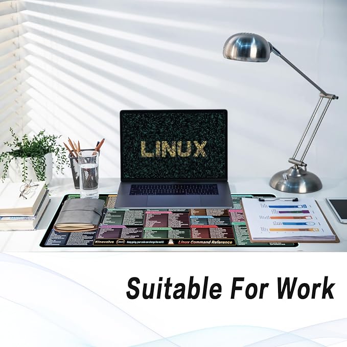 Linux Commands Mouse Pad,200+ Commands Desk Mat,Shortcuts to Kali/Ubuntu/OpenSUSE/Red Hat/Arch/Debian/Unix Programmer. XXL Cheat Sheet Mousepad 35.4" x 15.7"