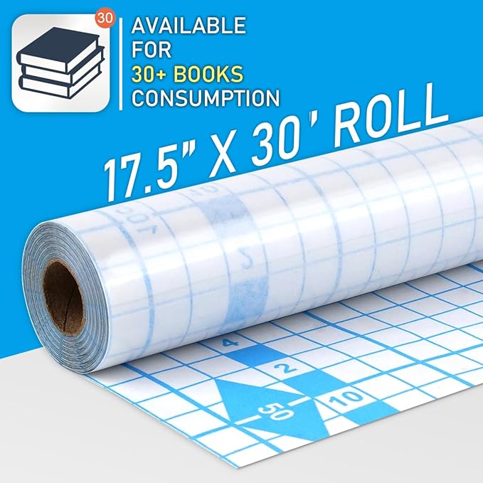 Chell Clear Contact Paper Roll for Books, 17.5 in x 30 ft Clear Self Adhesive Book Cover Paper Protector
