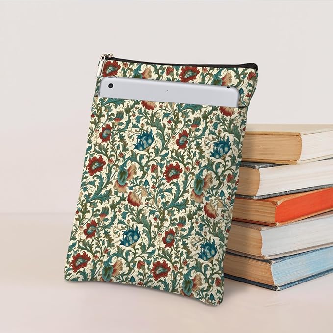 Botanical Book Sleeve, Classic Flower Book Covers for Paperbacks, Floral Book Pouch Book Protector, Book Lovers Gifts for Women Girls Bestie, Book Accessories Book Club Gifts Christmas Birthday Gifts