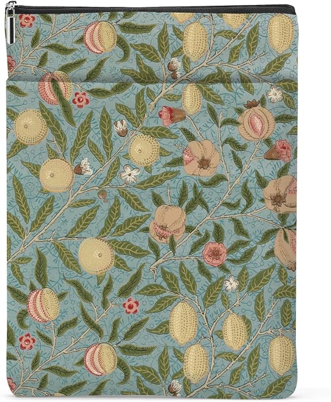 Retro Floral Fruit Book Sleeve Book Cover Classic Flower Book Protector with Zipper Christmas Birthday Book Club Gifts Book Accessories for Women Sister Wife Librarian Girls Bookish Book Lovers Gifts